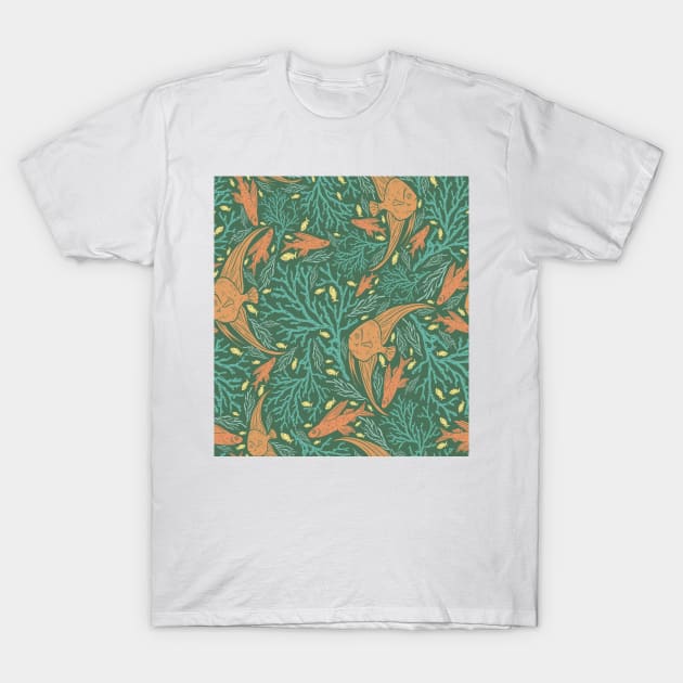 Orange and Yellow Fish Design T-Shirt by AnnelieseHar